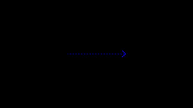 right arrow direction icon with dotted line animation on black background. dot arrows icon sign animated with alpha channel. blue right straight arrows animation. 4k motion video animation.