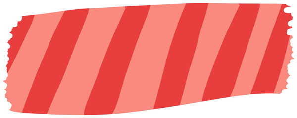 Red And Pink Striped Decorative Washi Tape With Ripped Edges For Digital Planners And Scrapbooking