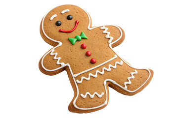 Obraz premium Gingerbread man cookie isolated on transparent background