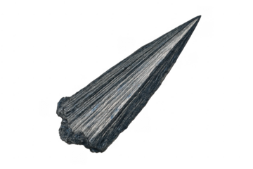 Black kyanite crystal mineral raw specimen on transparent background