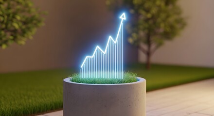 Watch your investments grow exponentially with this inspiring neon graph, representing business success and financial growth in a sustainable way