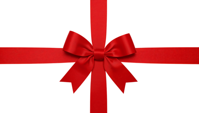 Bright Red Gift Box Tied With a Bow on a Plain White Background