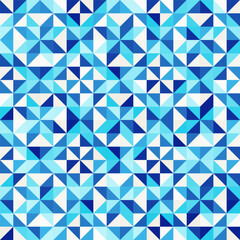 Winter stars design, Festive seamless vector patterns with geometric star motifs, blue and white