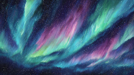 A mesmerizing display of the Aurora Borealis in the night sky, showcasing vibrant colors and ethereal patterns