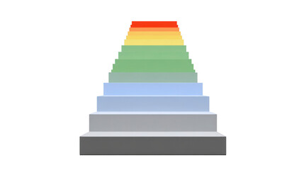 Colorful gradient staircase geometric steps modern minimal design isolated on transparency background symbolizing progress growth and achievement with vibrant and uplifting mood