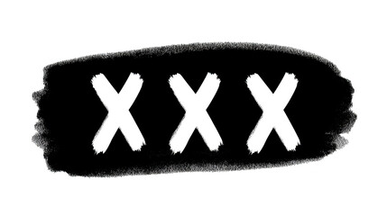 Black brushstroke with three bold X letters, grunge style, isolated on transparent background, modern abstract design, expressive and edgy, suitable for creative projects