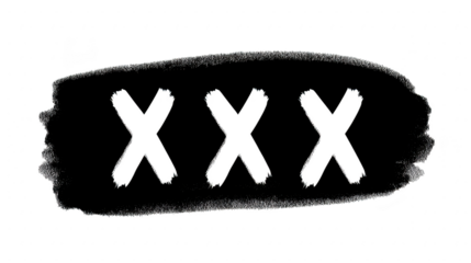 Black brushstroke with three bold X letters, grunge style, isolated on transparent background, modern abstract design, expressive and edgy, suitable for creative projects