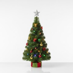 Fototapeta premium High-quality photo of a mini Christmas tree, isolated on white background, stock photography