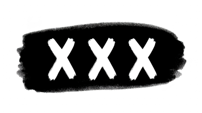 Black brushstroke with three bold X letters, grunge style, isolated on transparent background, modern abstract design, expressive and edgy, suitable for creative projects