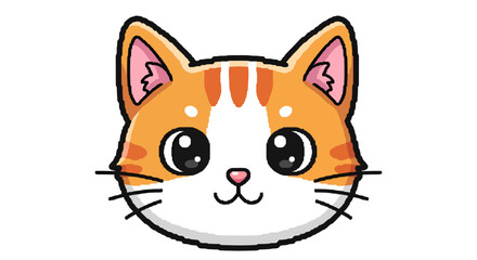 Obraz premium Adorable cartoon orange tabby cat illustration with big eyes and cute expression