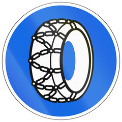 Road sign used in Georgia - Snow chains mandatory