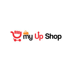 up online store shopping logo design vector