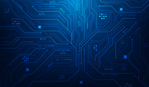 computer chip ai cyber line circuit technology on blue background. artificial intelligence cpu processor motherboard top view. vector illustration fantastic technology