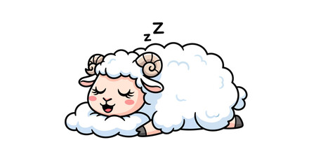 Fototapeta premium Cartoon sleeping sheep illustration, perfect for children's books and educational materials,