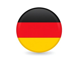 Circular icon features black, red, and gold horizontal stripes, resembling a country's flag, on a white background