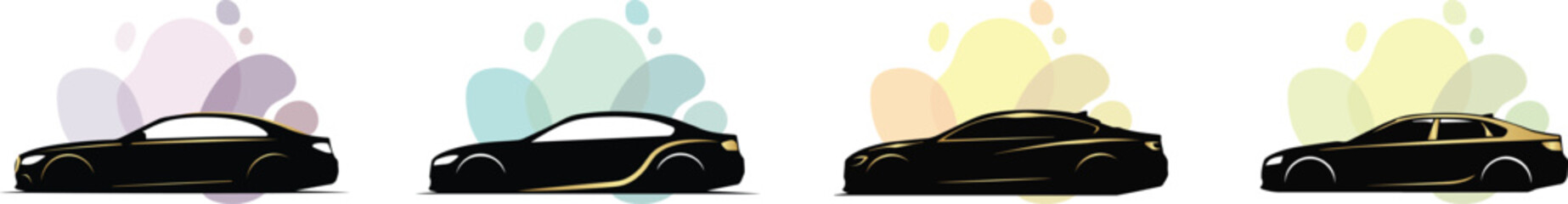 Luxury Car Silhouette Set &ndash; Modern Vehicle Line Art, Elegant Auto Illustration Collection