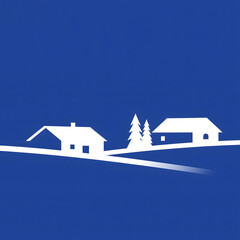 Minimalist House Illustration, Vector Art, Landscape Design, Home Icon, Nature Scene, Graphic Element