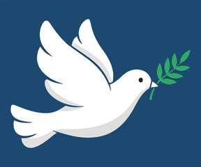 Symbolic Flat Vector Illustration: White Dove of Peace