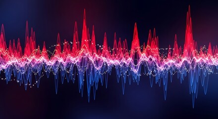 Digital Audio Waveform Visualization in Red and Blue