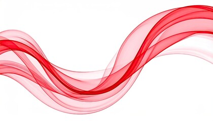 Abstract red wave flowing smoothly on a clean white background.