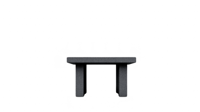 Minimalist black bench with clean lines, modern rectangular shape, and sturdy legs, isolated transparency background, suitable for contemporary interior or outdoor seating, simple and elegant