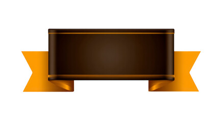 Gold ribbon banner with blank black plaque, elegant and classic style, suitable for award, certificate, or announcement design, isolated on transparent background