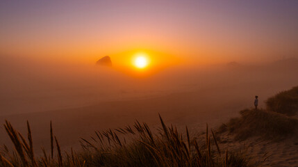 Fototapeta premium Marine fog and sunset on the Oregon coast 