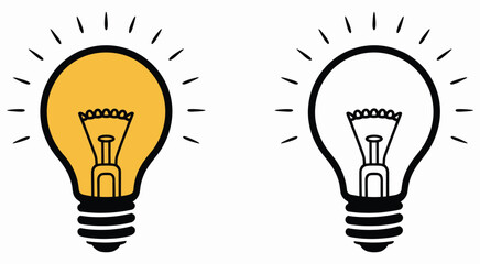 Lightbulb icon, vector illustration of a bulb and lamp,  ideas, creativity, innovation, and inspiration, ideal for digital interfaces, presentations, educational materials, marketing visual