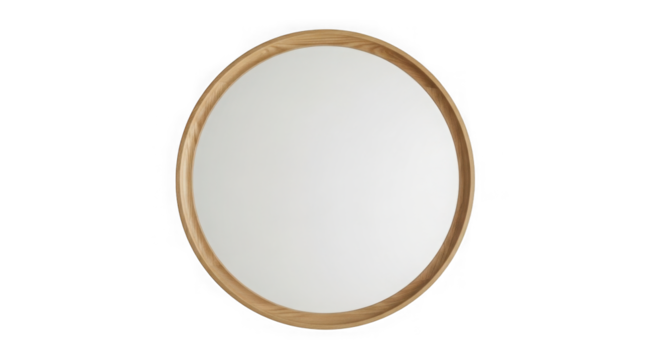 Oval shaped decorative wall mirror with a gold frame isolated on transparent background