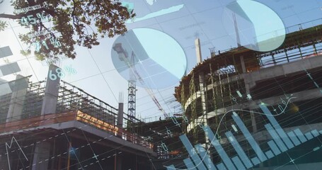 Feed arriving, HUD overlays sliding and growing over construction site and crane, showing progress - Powered by Adobe