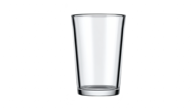 Clear tall glass empty transparent drinking vessel isolated on transparency background perfect for water juice or cocktail modern minimalist style clean and simple design