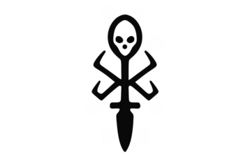 Black occult sigil symbol with dagger shape