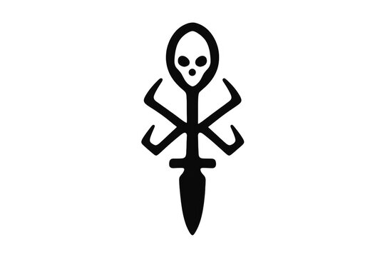 Black occult sigil symbol with dagger shape