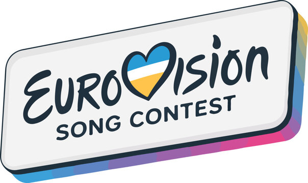 Continental music competition vector logo featuring a heart symbol with blue and yellow colors on a white badge