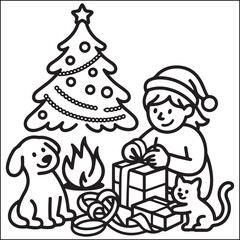 Cozy girls with bold black and white coloring pages