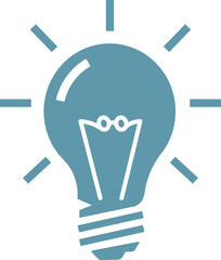 Teal light bulb with radiating lines on white background idea innovation