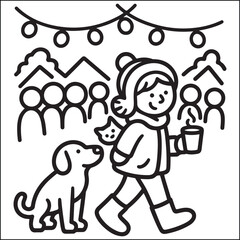 Cozy girls with bold black and white coloring pages