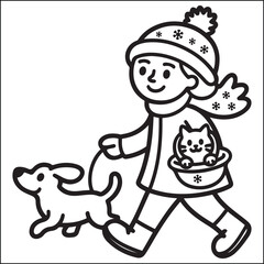 Cozy girls with bold black and white coloring pages