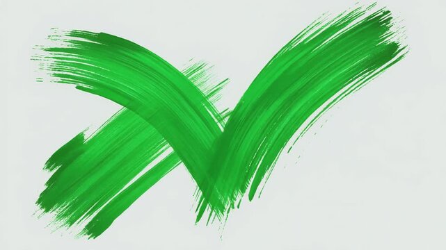 Green check mark symbol and cross with a fresh leaf pattern design featuring nature lines and vector grass illustration on a light spring backdrop