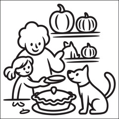 Cozy girls with bold black and white coloring pages