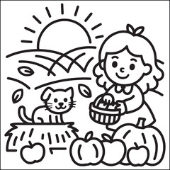 Cozy girls with bold black and white coloring pages