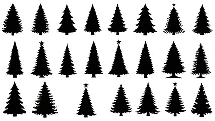 Christmas Tree Silhouette Vector Collection for Festive Design Projects