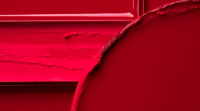 A closeup of vibrant red lipstick texture,  showcasing its creamy consistency and rich pigment,  ideal for beauty and cosmetic product promotion