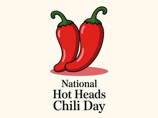 Two vibrant red chili peppers celebrate national hot heads chili day with a festive and spicy theme