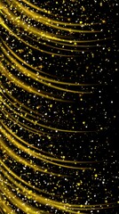 Naklejka premium Elegant golden sparkles and flowing lines create a magical atmosphere suitable for celebrations and special occasions