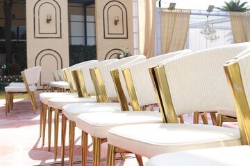 Elegant outdoor wedding decorations in daylight