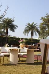 Elegant outdoor wedding decorations in daylight