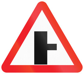 Road sign used in India - Side road right