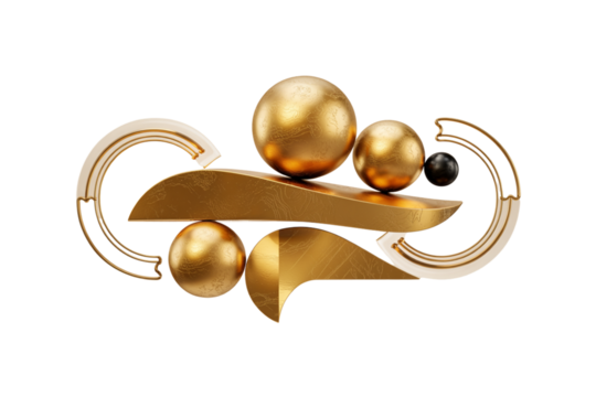 Decorative Golden Abstract Shapes with Modern Metallic Texture, Premium Element Set