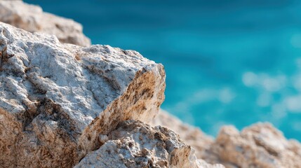 Rocky Outcrop Overlooking the Azure Sea A Natural Coastal Scene with Geological Features and Ocean Views